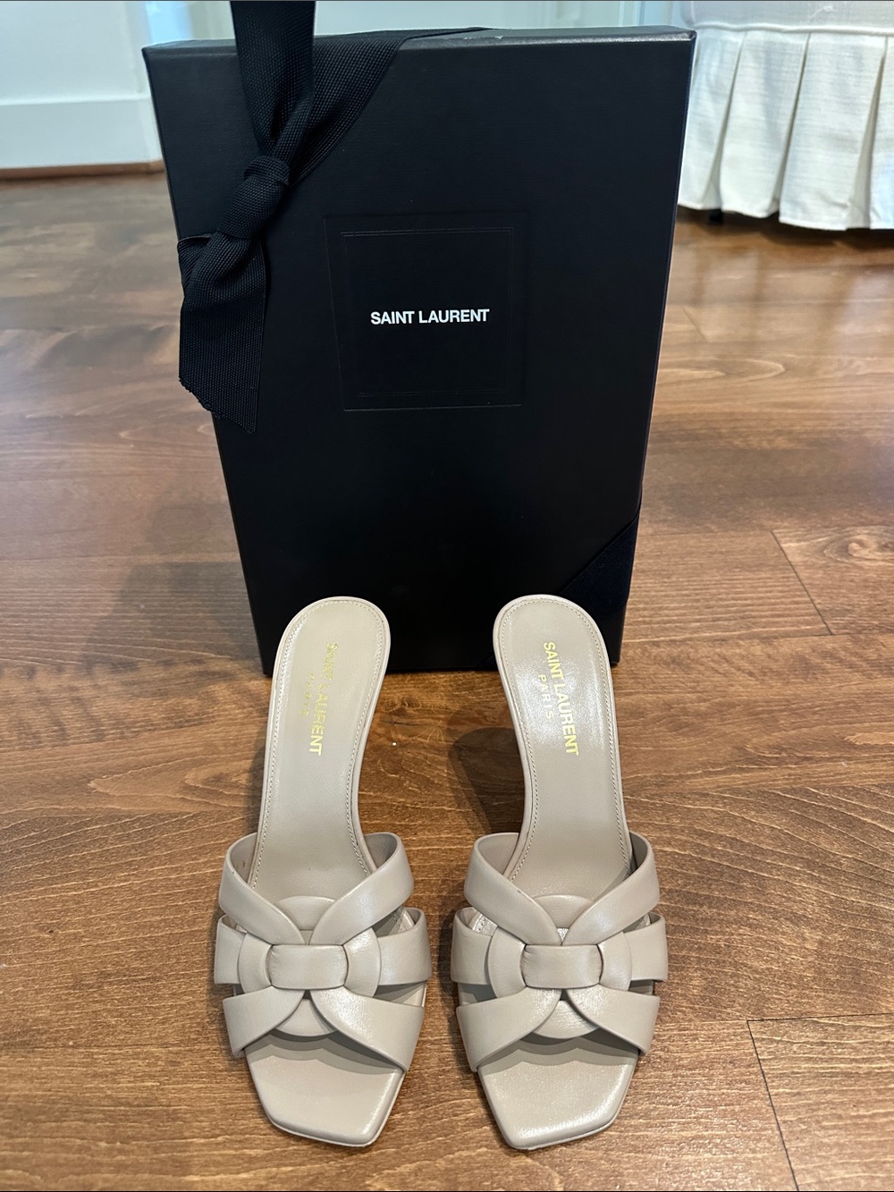 Saint Laurent, King Palm Lux Dark Beige, heels sandals size 6